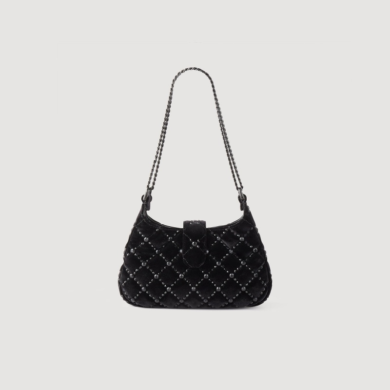 Sandro Sweet Janet velvet bag Black | SN-SDO64875