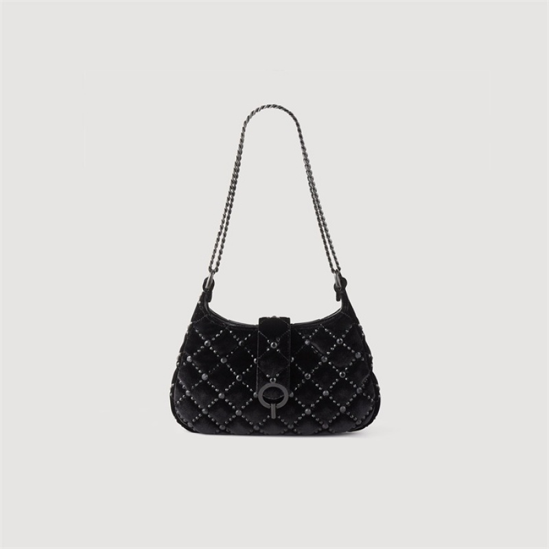 Sandro Sweet Janet velvet bag Black | SN-SDO64875