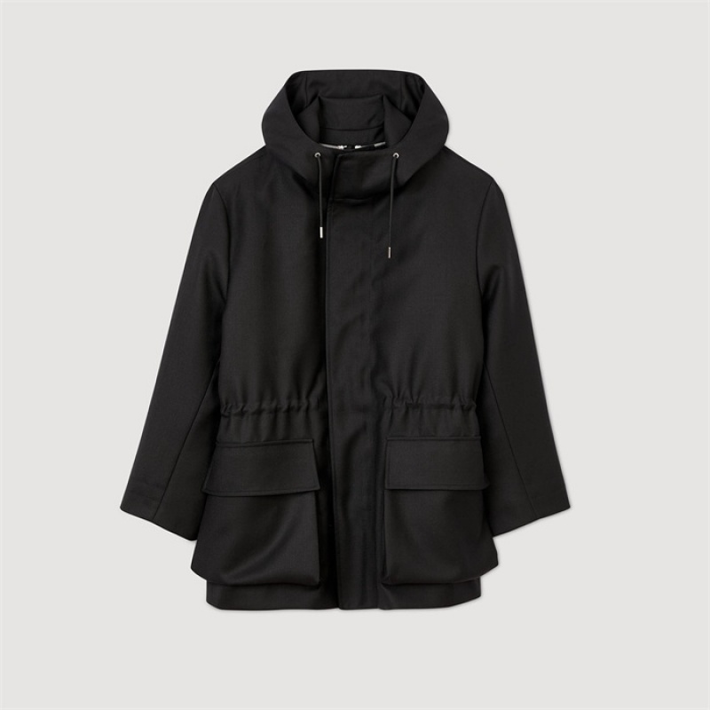 Sandro Technical fabric parka Black | SN-SDO65202