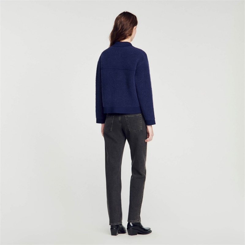 Sandro Terry knit cardicoat Blue | SN-SDO64644