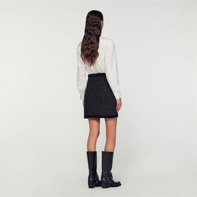 Sandro Textured knit skirt Black | SN-SDO64696