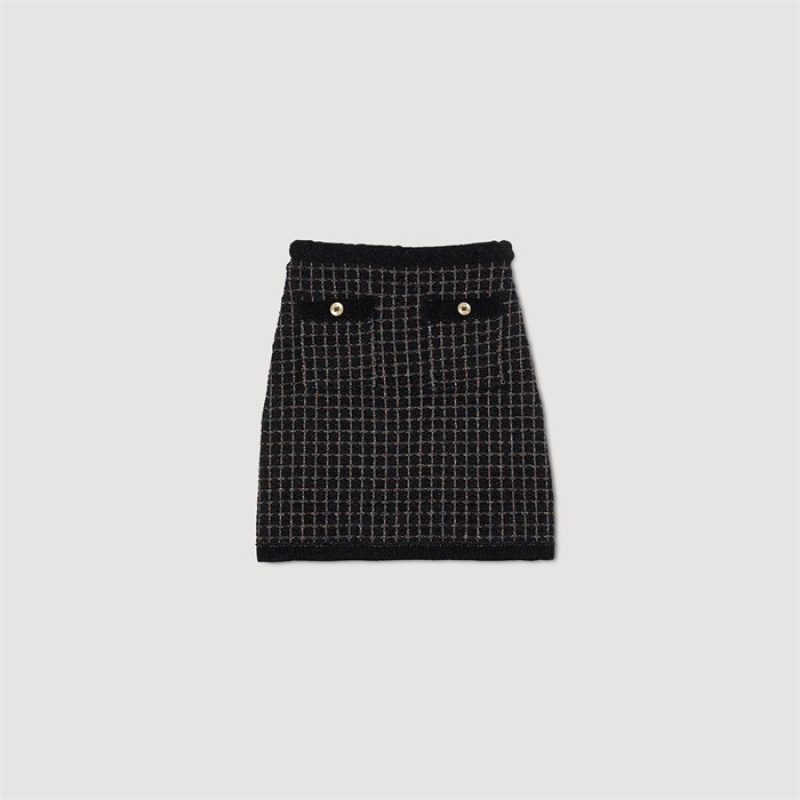 Sandro Textured knit skirt Black | SN-SDO64696