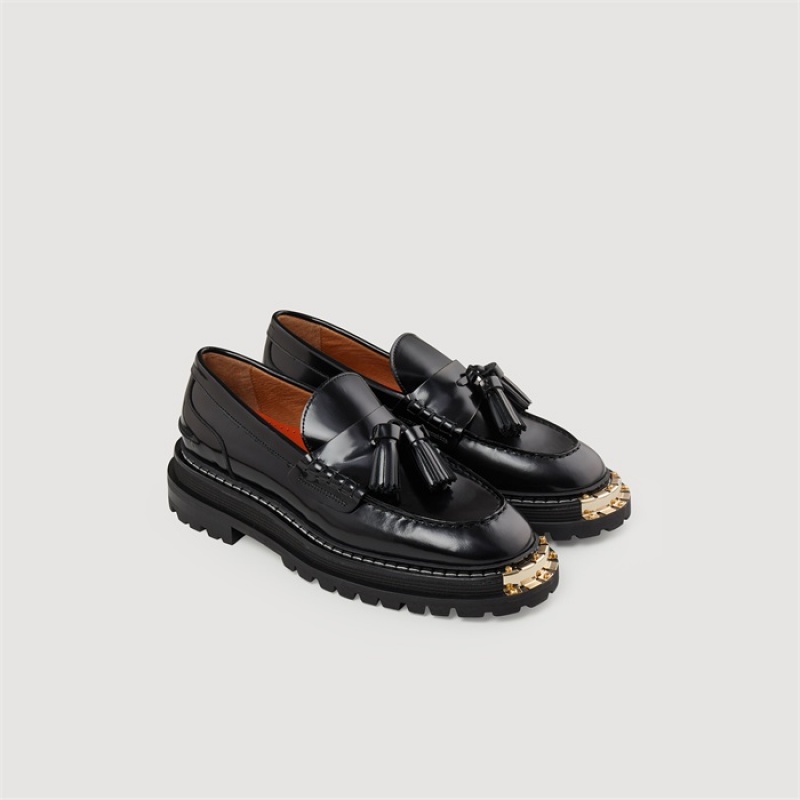 Sandro Thick-soled leather loafers Black | SN-SDO64950