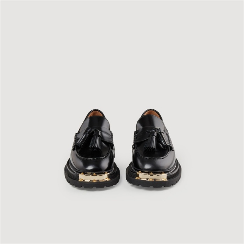 Sandro Thick-soled leather loafers Black | SN-SDO64950