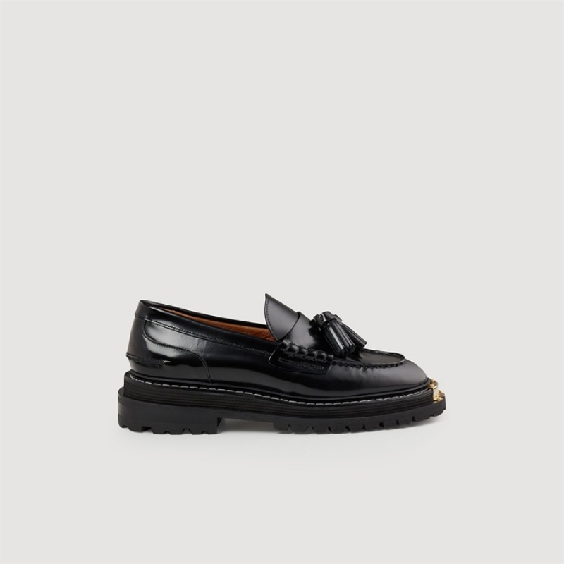 Sandro Thick-soled leather loafers Black | SN-SDO64950