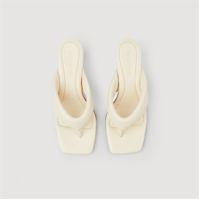 Sandro Toe-post mules Ecru | SN-SDO64963