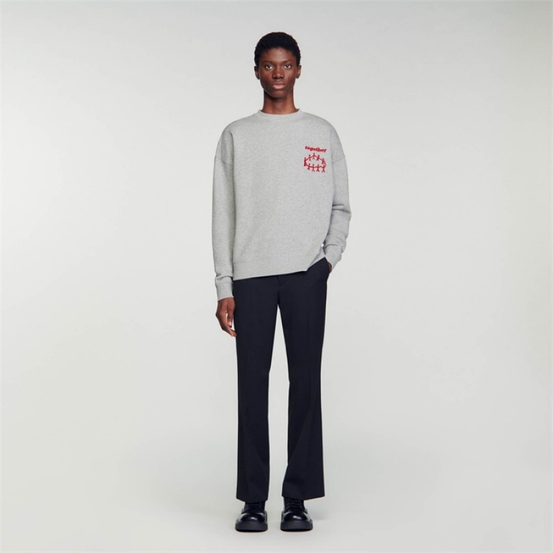 Sandro Together sweatshirt Mocked Grey | SN-SDO65302