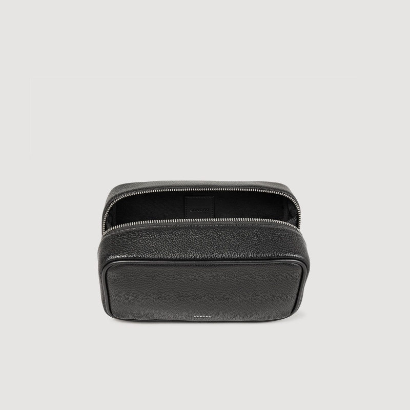 Sandro Toilet bag in grained fabric Black | SN-SDO65408