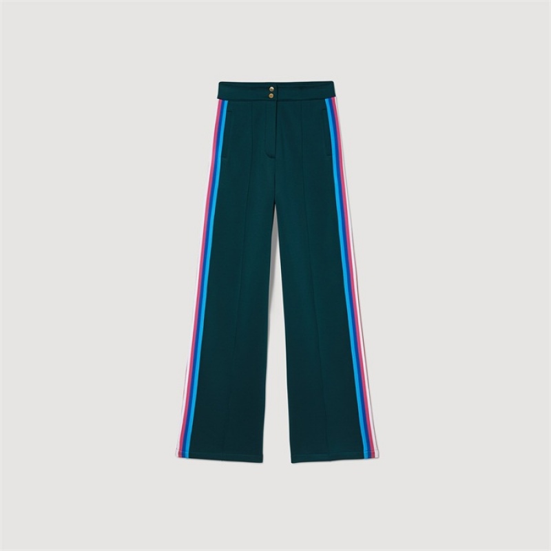 Sandro Trousers with side stripes Bottle Green | SN-SDO64767