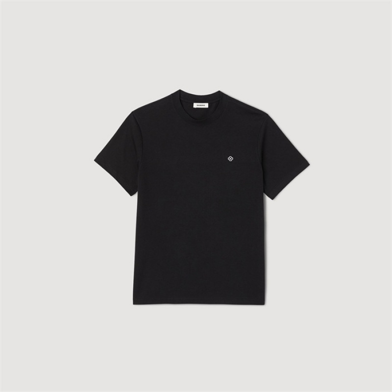 Sandro T-shirt with Square Cross patch Black | SN-SDO65108