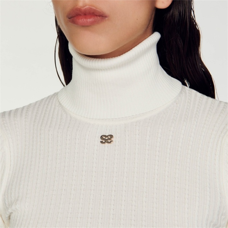 Sandro Turtleneck sweater Ecru | SN-SDO64576