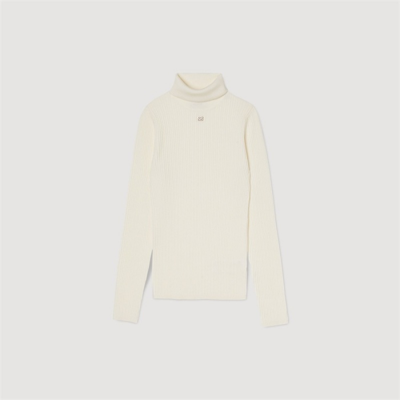 Sandro Turtleneck sweater Ecru | SN-SDO64576