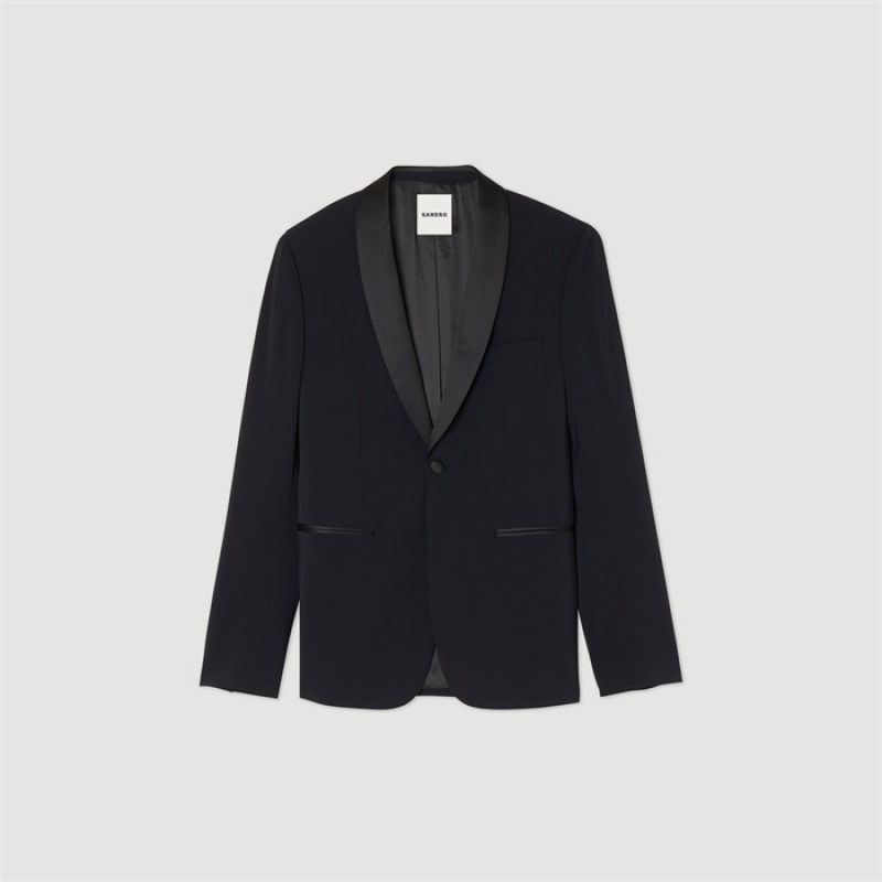 Sandro Tuxedo jacket with satin Navy Blue | SN-SDO65217