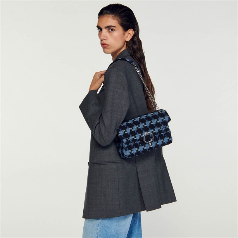 Sandro Tweed YZA bag Blue / Black | SN-SDO64846