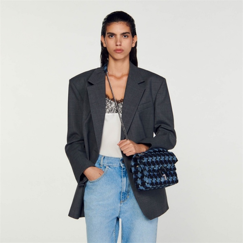 Sandro Tweed YZA bag Blue / Black | SN-SDO64846