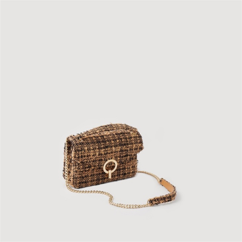 Sandro Tweed YZA bag Toffee / Black | SN-SDO64870