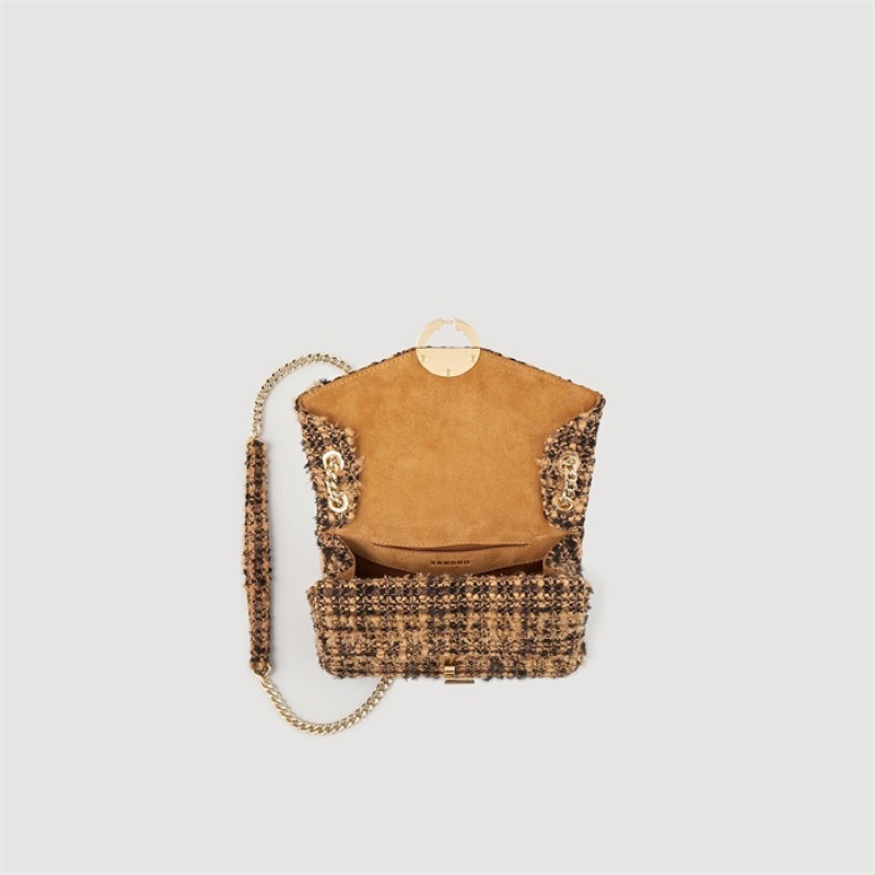 Sandro Tweed YZA bag Toffee / Black | SN-SDO64870