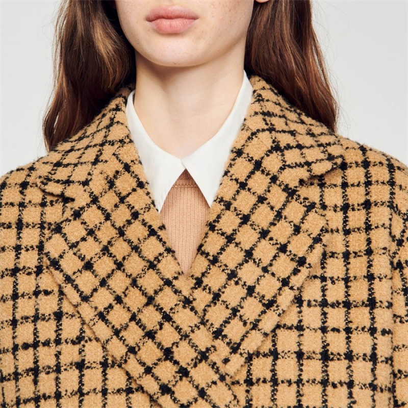 Sandro Tweed jacket Camel / Black | SN-SDO64445