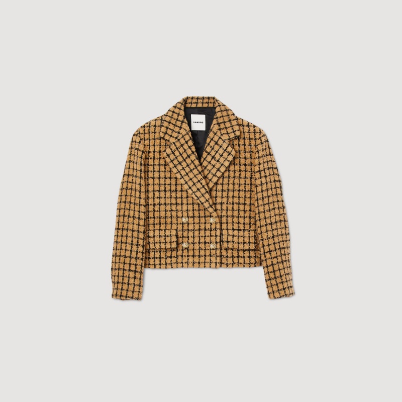 Sandro Tweed jacket Camel / Black | SN-SDO64445