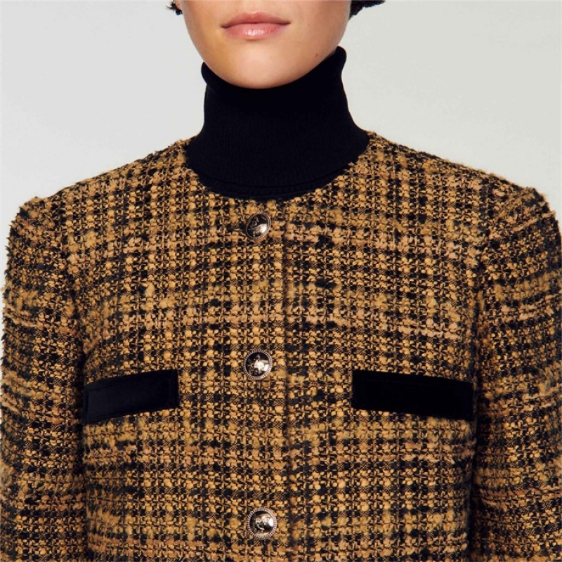 Sandro Tweed jacket Toffee / Black | SN-SDO64440