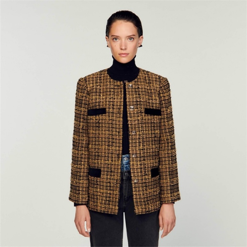 Sandro Tweed jacket Toffee / Black | SN-SDO64440