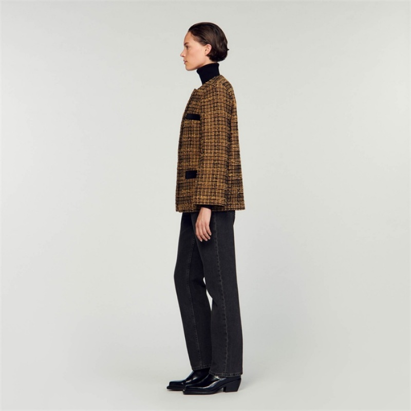 Sandro Tweed jacket Toffee / Black | SN-SDO64440