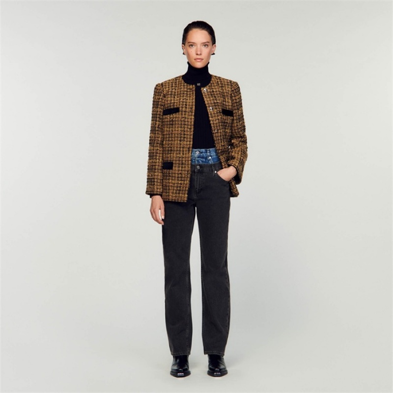 Sandro Tweed jacket Toffee / Black | SN-SDO64440