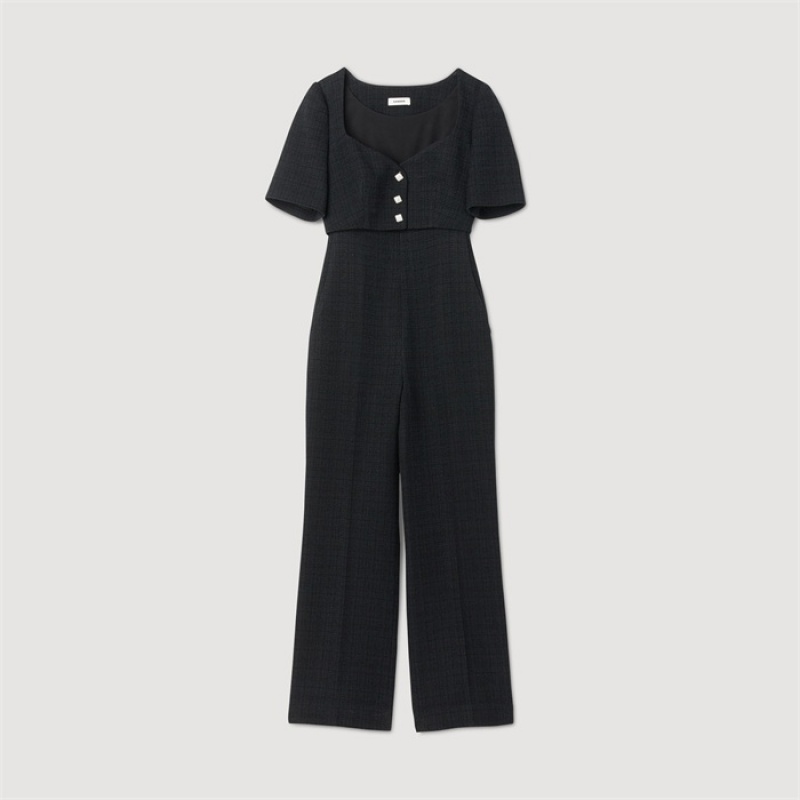 Sandro Tweed jumpsuit Black | SN-SDO64841