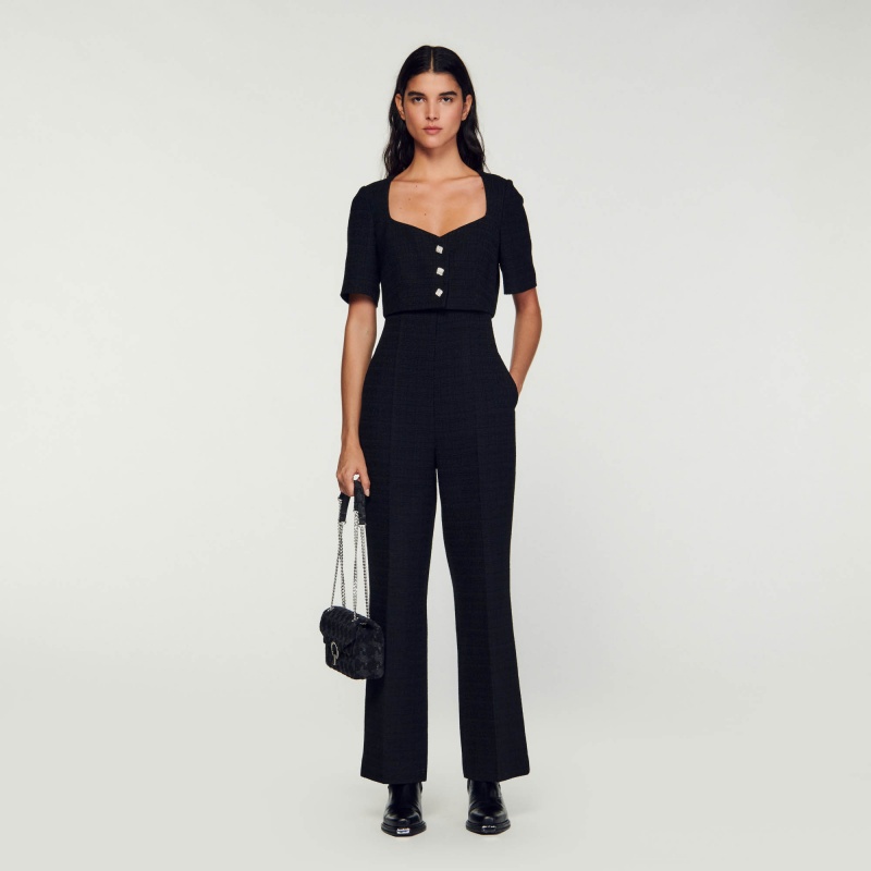 Sandro Tweed jumpsuit Black | SN-SDO64841