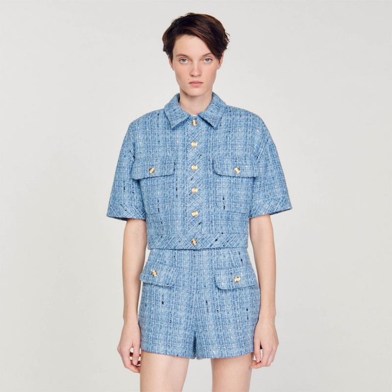 Sandro Tweed shorts Blue | SN-SDO64805