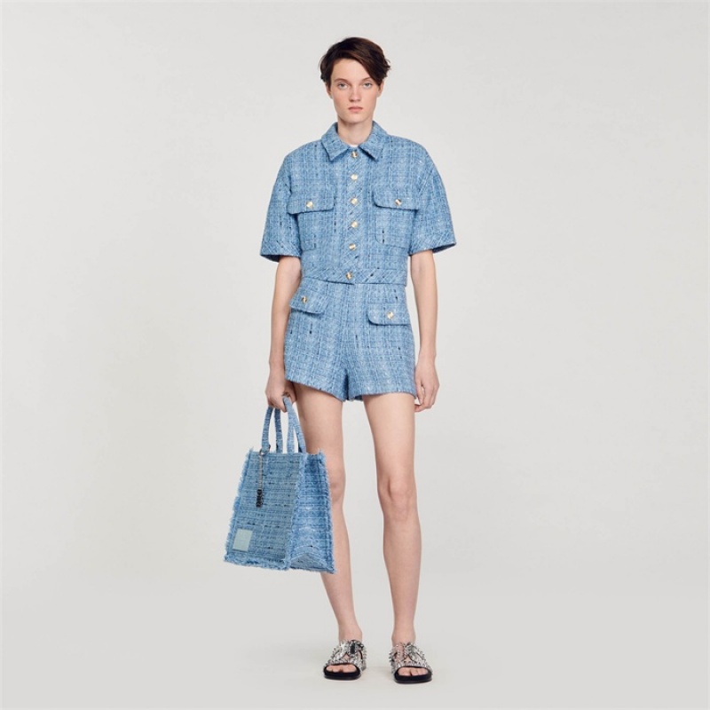 Sandro Tweed shorts Blue | SN-SDO64805