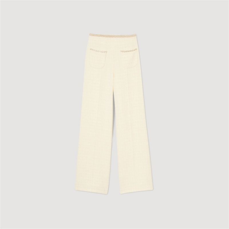 Sandro Tweed trousers Ecru | SN-SDO64794