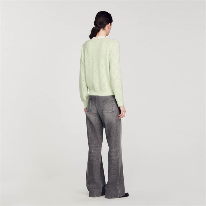 Sandro Two-tone cardigan Vert Amande | SN-SDO64672