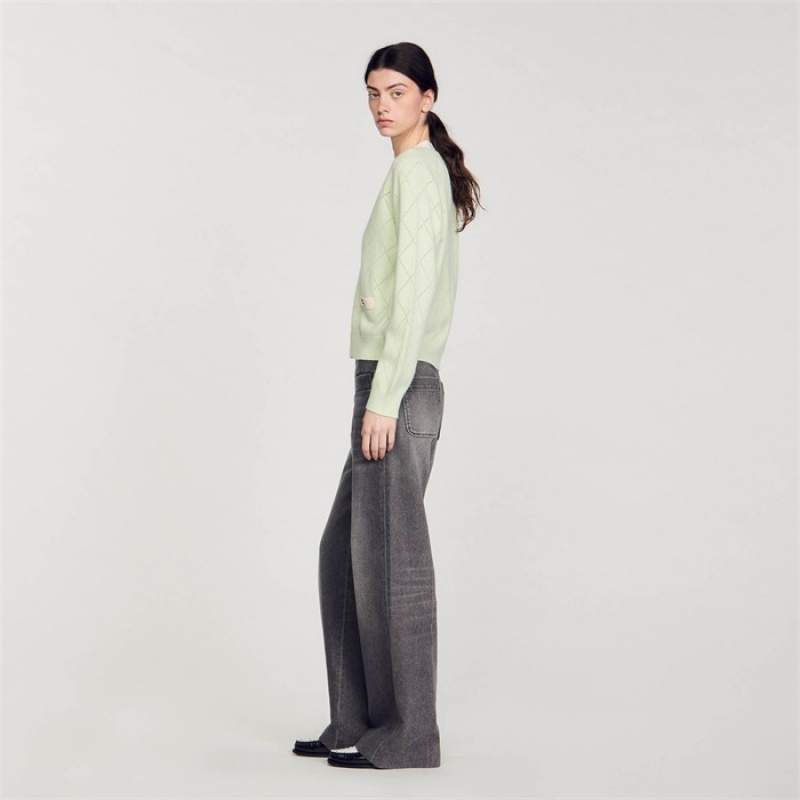 Sandro Two-tone cardigan Vert Amande | SN-SDO64672