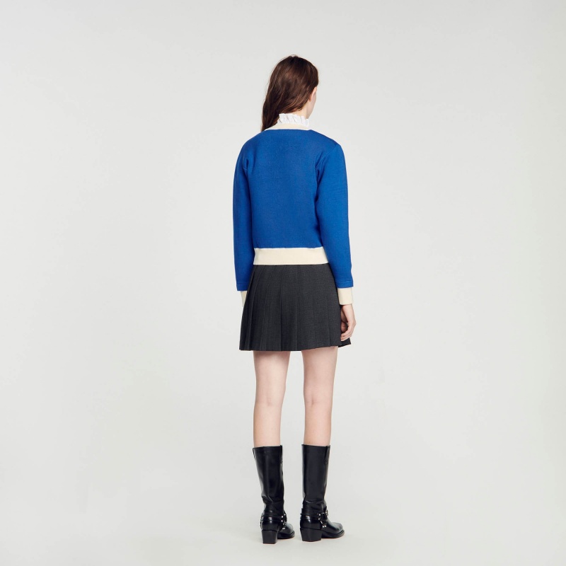 Sandro Two-tone cardigan with buttons Blue | SN-SDO64550