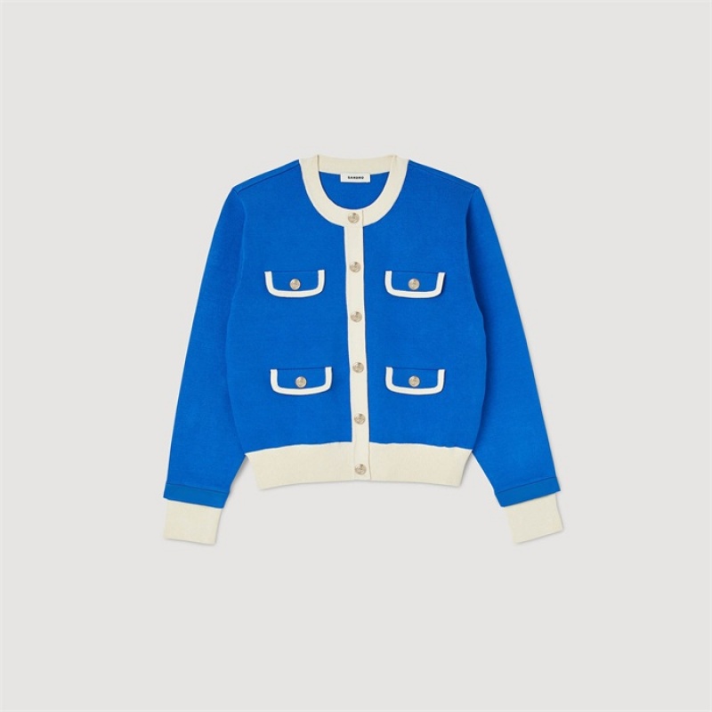 Sandro Two-tone cardigan with buttons Blue | SN-SDO64550