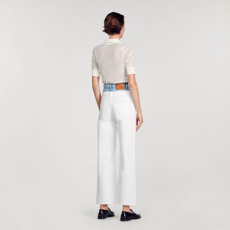 Sandro Two-tone double-waistband jeans White | SN-SDO64833