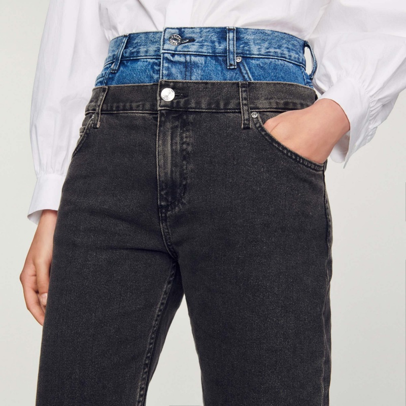 Sandro Two-tone double-waisted jeans Grey | SN-SDO64828