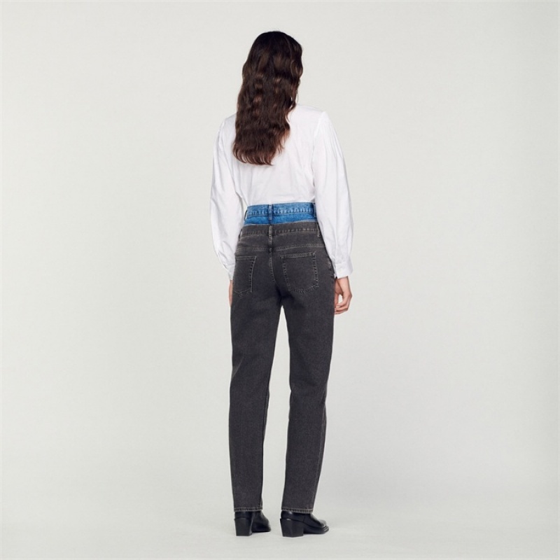 Sandro Two-tone double-waisted jeans Grey | SN-SDO64828