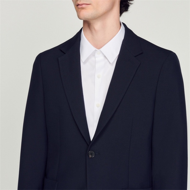 Sandro Unstructured suit jacket Navy Blue | SN-SDO65208