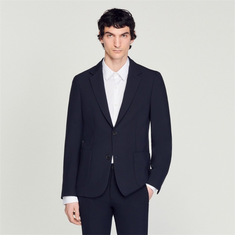 Sandro Unstructured suit jacket Navy Blue | SN-SDO65208