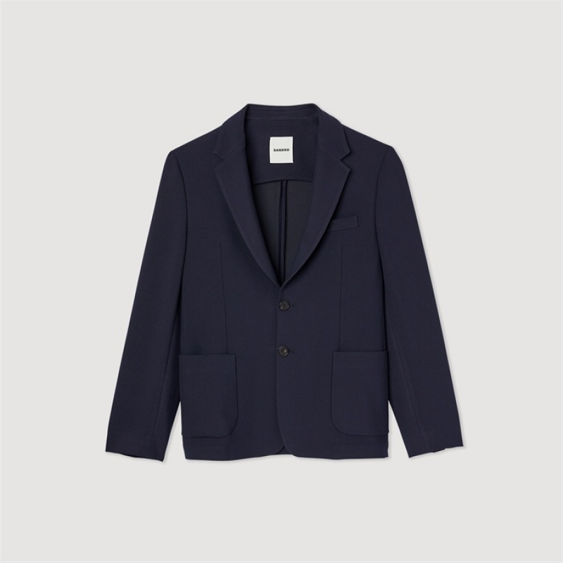 Sandro Unstructured suit jacket Navy Blue | SN-SDO65208