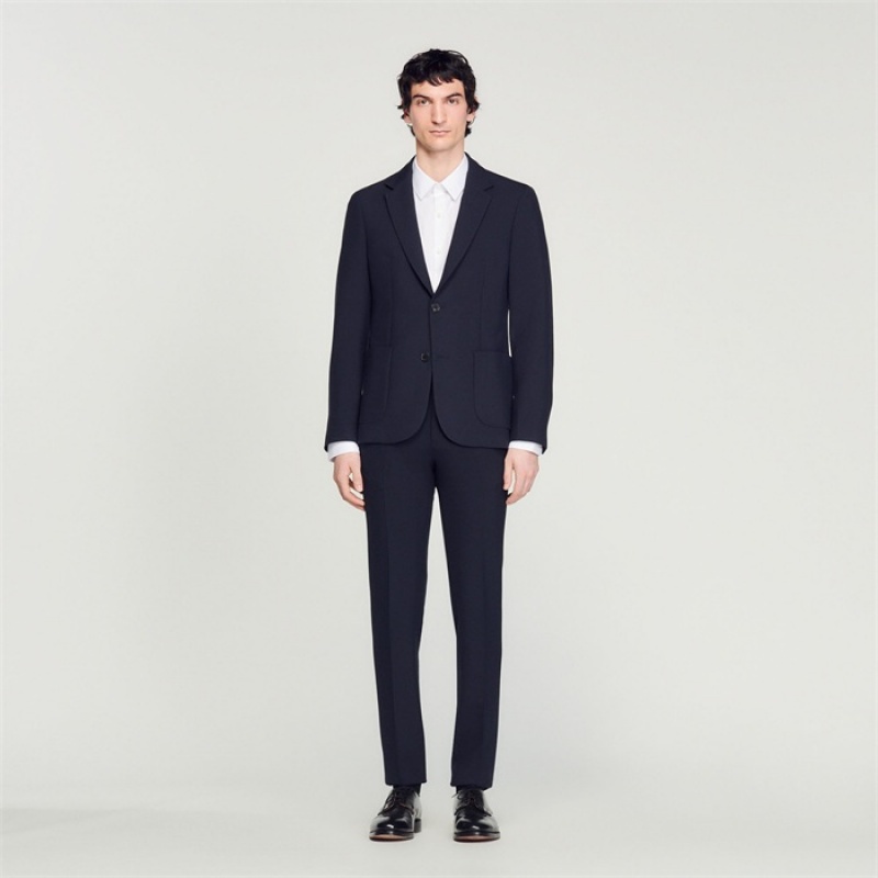 Sandro Unstructured suit jacket Navy Blue | SN-SDO65208