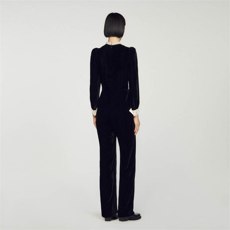 Sandro Velvet jumpsuit Black | SN-SDO64837