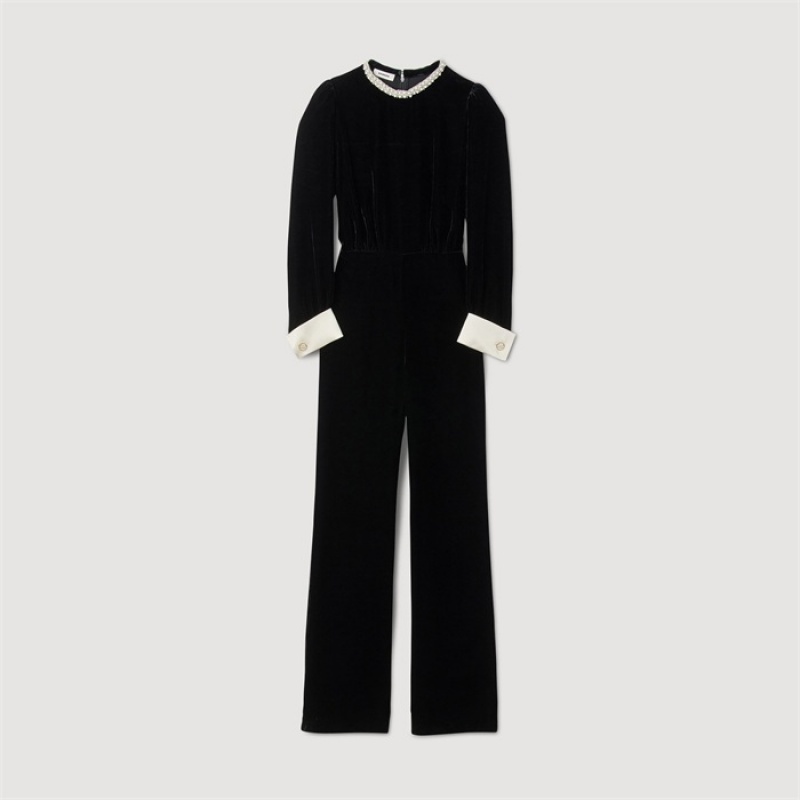 Sandro Velvet jumpsuit Black | SN-SDO64837