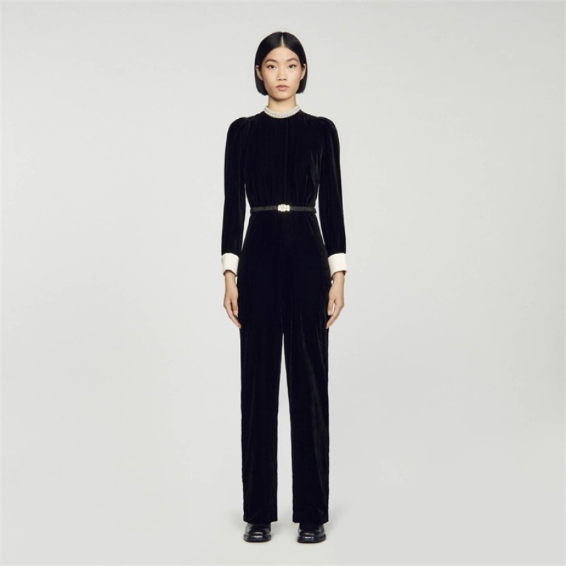 Sandro Velvet jumpsuit Black | SN-SDO64837