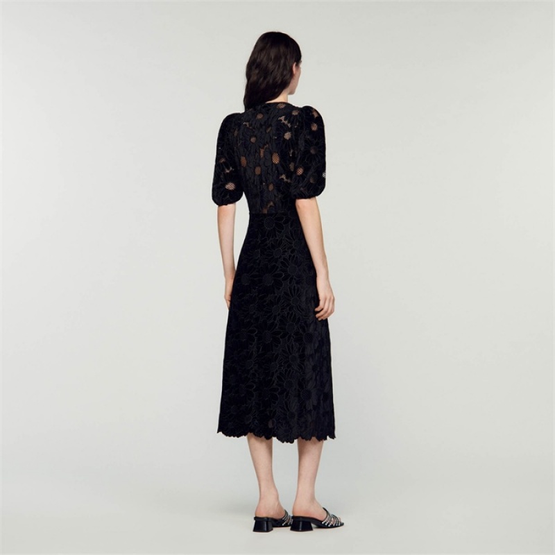 Sandro Velvet maxi dress Black | SN-SDO64201