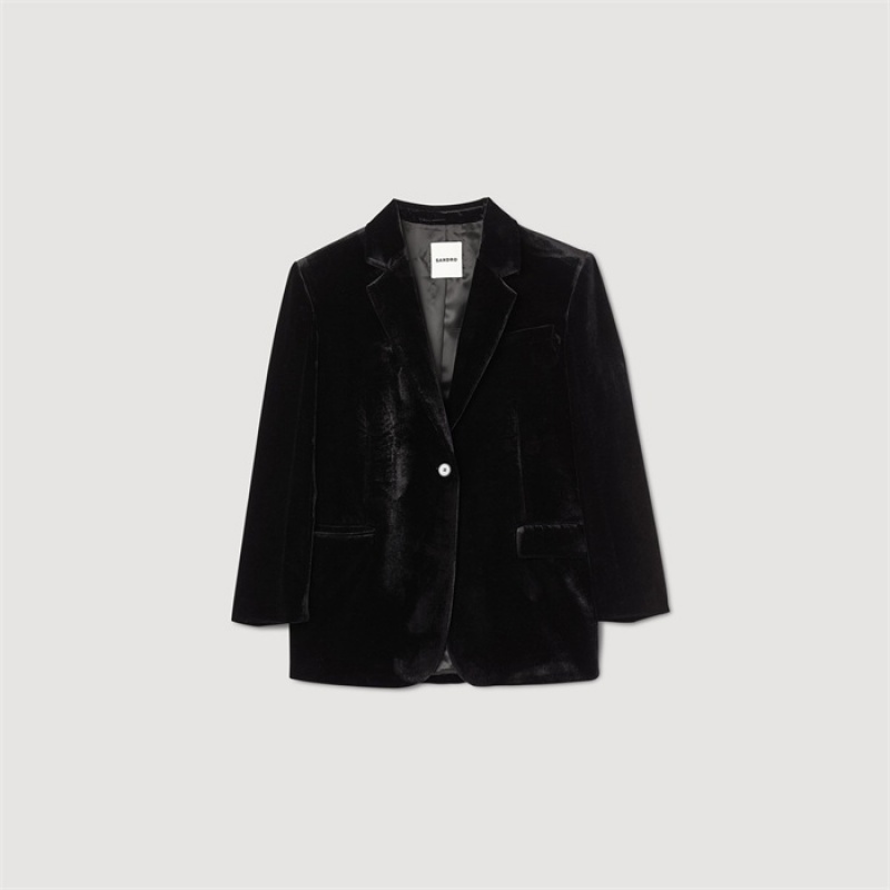 Sandro Velvet suit jacket Black | SN-SDO64442