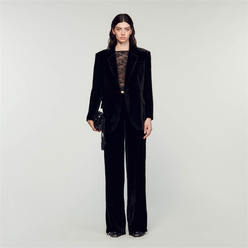 Sandro Velvet suit jacket Black | SN-SDO64442