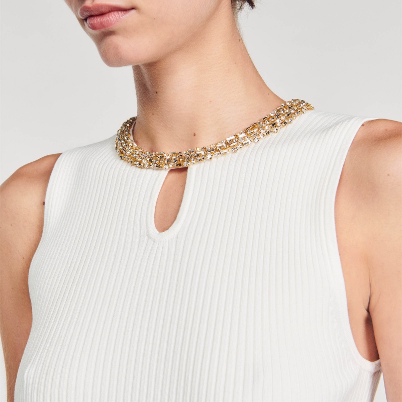 Sandro Vest top with jewellery neck White | SN-SDO64683